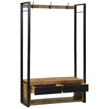 vidaXL Ράφι Ρούχων με γάντζους και ράφια 110x40x185cm Μασίφ ξύλο μάνγκο 1 τεμ.
