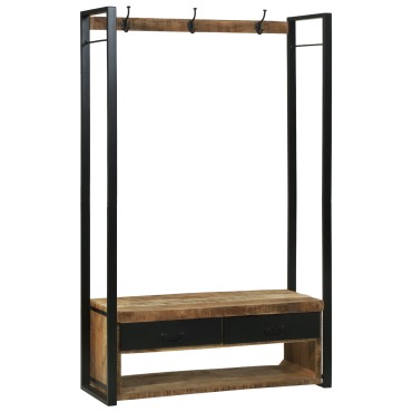 vidaXL Ράφι Ρούχων με γάντζους και ράφια 110x40x185cm Μασίφ ξύλο μάνγκο 1 τεμ.