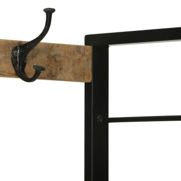 vidaXL Ράφι Ρούχων με γάντζους και ράφια 110x40x185cm Μασίφ ξύλο μάνγκο 1 τεμ.