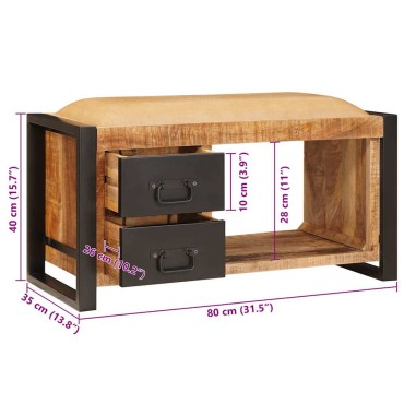 vidaXL Παγκάκι με αποθήκευση Καφέ 80x35x40cm Μασίφ ξύλο μάνγκο 1 τεμ.