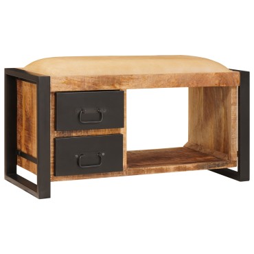 vidaXL Παγκάκι με αποθήκευση Καφέ 80x35x40cm Μασίφ ξύλο μάνγκο 1 τεμ.
