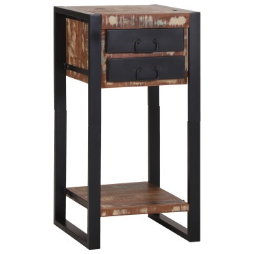 vidaXL Κομοδίνο Πολύχρωμο 40x40x80cm Μασίφ Ανακυκλωμένο Ξύλο 1 τεμ.