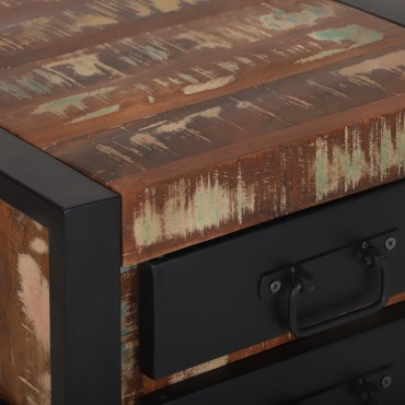 vidaXL Κομοδίνο Πολύχρωμο 40x40x80cm Μασίφ Ανακυκλωμένο Ξύλο 1 τεμ.
