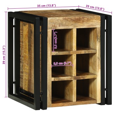 vidaXL Ράφι Κρασιού Καφέ και Μαύρο 35x35x39cm Στερεό ξύλο μάνγκο 1 τεμ.
