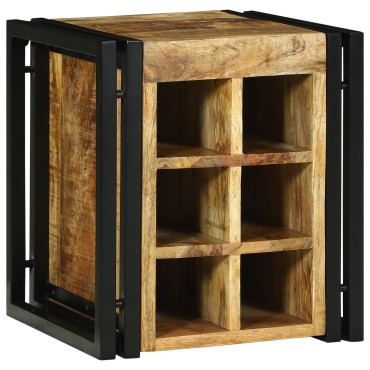 vidaXL Ράφι Κρασιού Καφέ και Μαύρο 35x35x39cm Στερεό ξύλο μάνγκο 1 τεμ.