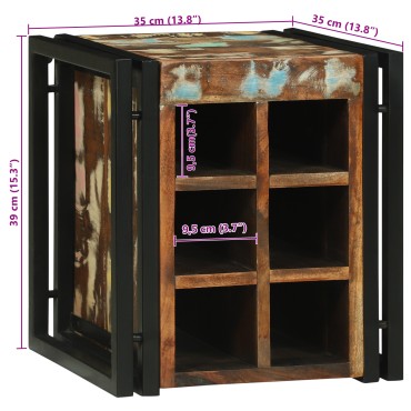 vidaXL Ράφι Κρασιού 35x35x39cm Στερεό Ανακτηθέν Ξύλο 1 τεμ.