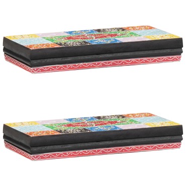 vidaXL Ράφια Τοίχου 2 τεμ. 40x20x6cm Στρατιωτικό Ξύλο Μάγκο