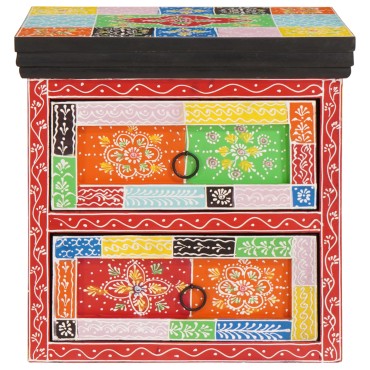vidaXL Κομοδίνο Πολύχρωμο 40x30x40cm Στερεό Ξύλο Μάνγκο 1 τεμ.