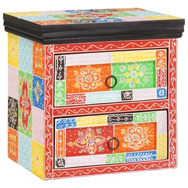 vidaXL Κομοδίνο Πολύχρωμο 40x30x40cm Στερεό Ξύλο Μάνγκο 1 τεμ.