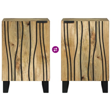 vidaXL Ντουλάπα Μπάνιου 38x33.5x58cm Συμπαγές Ξύλο Μάνγκο & Μηχανικά Ξύλα