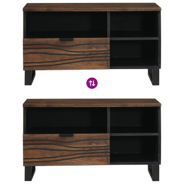 vidaXL ντουλάπα τηλεόρασης 80x33.5x46cm από Μασίφ Ξύλο Καρυδιάς & Μένταλλο