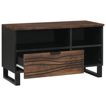 vidaXL ντουλάπα τηλεόρασης 80x33.5x46cm από Μασίφ Ξύλο Καρυδιάς & Μένταλλο