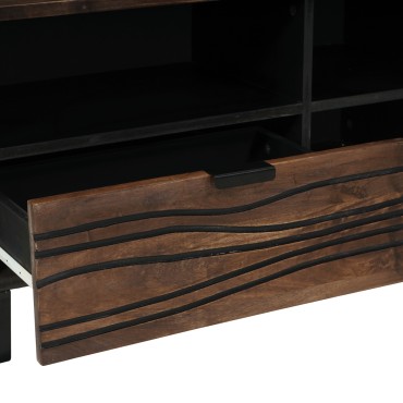 vidaXL ντουλάπα τηλεόρασης 80x33.5x46cm από Μασίφ Ξύλο Καρυδιάς & Μένταλλο