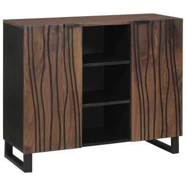 vidaXL Sideboard 90x33.5x75cm Μασίφ Ξύλο Καρυδιάς