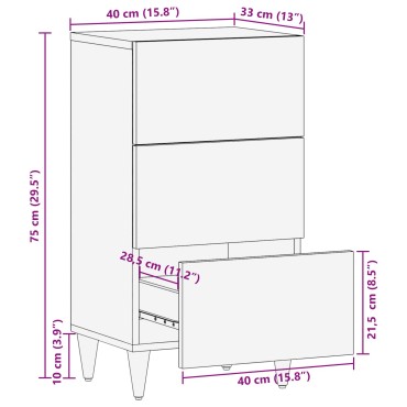 vidaXL Πλαϊνό γραφείο με ράφι Καφέ 40x33x75cm Στερεό ξύλο μάνγκο