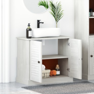 vidaXL Ντουλάπι Νιπτήρα 'VIGO' με Πόρτες 67.5x34x59cm Σταθερού Ξύλου Πεύκου 1 τεμ.