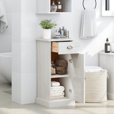 vidaXL Ντουλάπα του μπάνιου "VIGO" με Συρτάρι 37x34x80cm Μασίφ ξύλο πεύκου 1 τεμ.