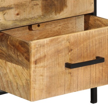 vidaXL κομοδίνο 40x35x50cm Συμπαγές Ξύλο Σαφές Μάνγκο 1 τεμ.