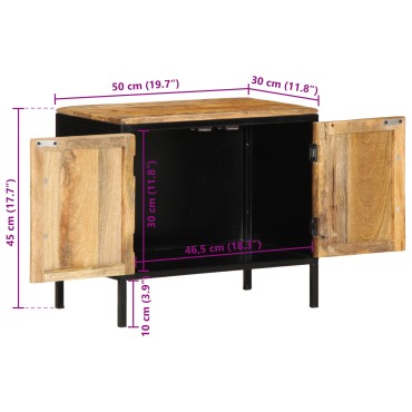 vidaXL Κομοδίνα 2 τεμ. 50x30x45cm Μασίφ Ξύλο Ακατέργαστο Μάνγκο