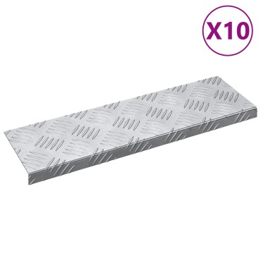 vidaXL Σκαλοπάτι 10 τμχ. 60 x 18 x 2,5 εκ. Ασημί Αλουμίνιο Ορθογώνιος