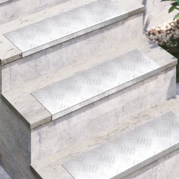 vidaXL Σκαλοπάτι 10 τμχ. 60 x 18 x 2,5 εκ. Ασημί Αλουμίνιο Ορθογώνιος
