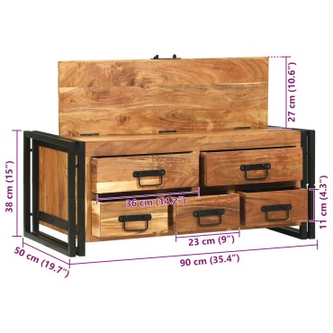 vidaXL Τραπεζάκι καφέ 90x50x38cm Συμπαγές ξύλο ακακίας 1 τεμ.