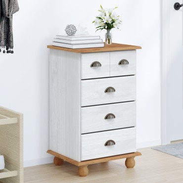 vidaXL Κουτί Με Συρτάρια 'ASKIM' Λευκό 45.8x40x79cm Στερεό Ξύλο Πεύκου