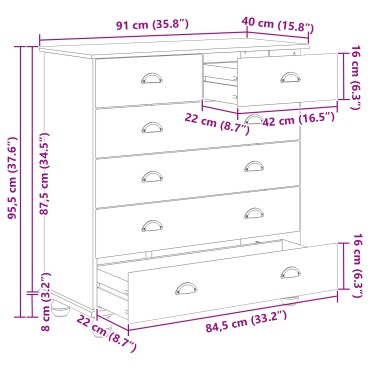 vidaXL ΣΥΡΤΑΡΙΕΡΑ "ASKIM" Λευκή 91x40x95,5cm Μασίφ ξύλο πεύκου 1 τεμ.