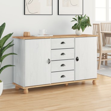 vidaXL Μπουφές 'ASKIM' Λευκό 133.5x40x79cm Ξύλο Πεύκου 1 τεμ.
