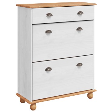vidaXL Ντουλάπι Παπουτσιών ASKIM Λευκό 85x35x108cm Μασίφ Ξύλο Πεύκου