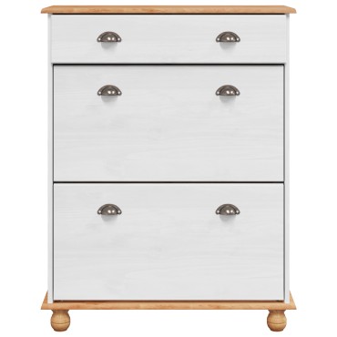 vidaXL Ντουλάπι Παπουτσιών ASKIM Λευκό 85x35x108cm Μασίφ Ξύλο Πεύκου