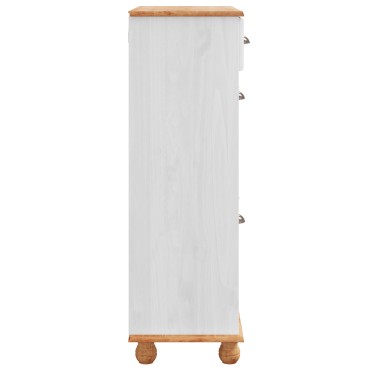 vidaXL Ντουλάπι Παπουτσιών ASKIM Λευκό 85x35x108cm Μασίφ Ξύλο Πεύκου