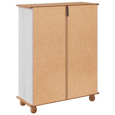 vidaXL Ντουλάπι Παπουτσιών ASKIM Λευκό 85x35x108cm Μασίφ Ξύλο Πεύκου