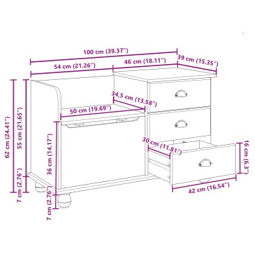vidaXL Παγκάκι Αποθήκευσης Εισόδου 'ASKIM' Καφέ 100x39x62cm Στερεό Ξύλο Πεύκου 1 τεμ.