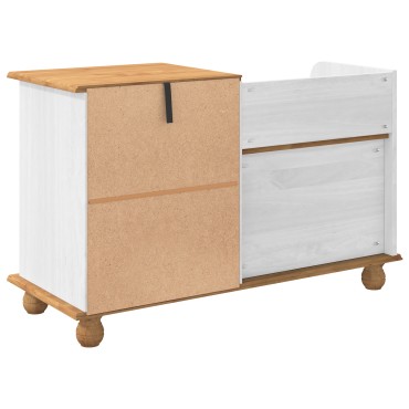vidaXL Παγκάκι Εισόδου ASKIM Λευκό 100x39x62cm Συμπαγές Ξύλο Πεύκου 1 τεμ.