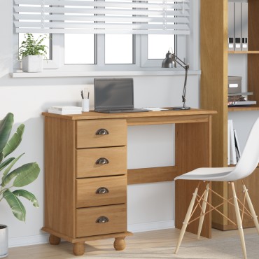 vidaXL Γραφείο 'ASKIM' με Συρτάρια 95x40x75cm Μασίφ Ξύλινο Πεύκο 1 τεμ.
