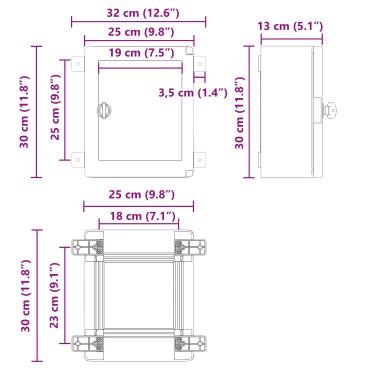 vidaXL Κάβος Ελέγχου IP65 Αδιάβροχος Γκρι 25x13x30 cm από ABS Πλαστικό