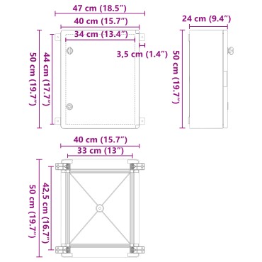 vidaXL Πίνακας Ελέγχου IP65 Αδιάβροχος Γκρι 40x24x50 εκ. Από ABS Πλαστικό