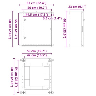 vidaXL Ντουλάπι Ελέγχου Γκρι 57 x 23 x 60 εκ ΑΒΣ Πλαστικό