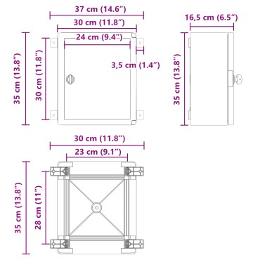 vidaXL Έλεγχος Ντουλάπας IP65 Αδιάβροχο Γκρί 30x16,5x35 εκ. Πλαστικό ABS
