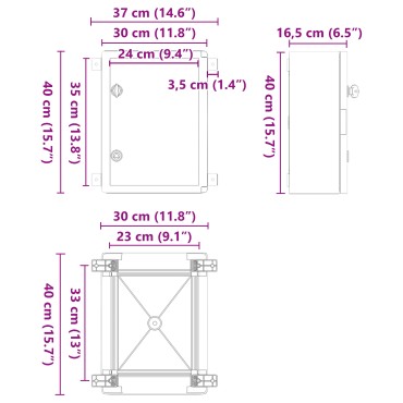 vidaXL Πίνακας Ελέγχου IP65 Αδιάβροχο Γκρι 30x16.5x40 εκ Πλαστικό ABS