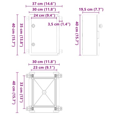 vidaXL Κονσόλα Ελέγχου IP65 Αδιάβροχη Γκρι 30x19,5x40 εκ. Πλαστικό ABS