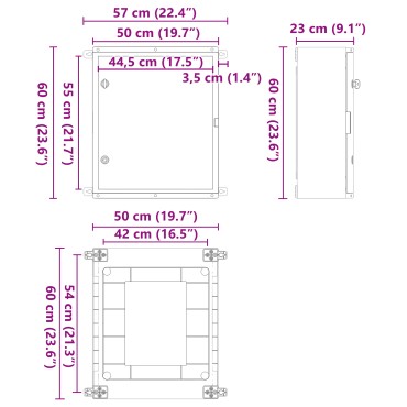vidaXL Ντουλάπι Ελέγχου Γκρι 57 x 23 x 60 εκ ΑΒΣ Πλαστικό