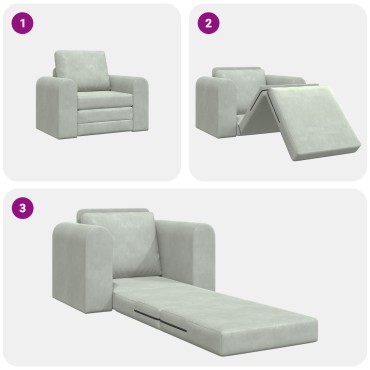 vidaXL Κρεβάτι Σαλονιού 2 σε 1 Ανοιχτό Γκρι 98x71x83cm Βελούδο