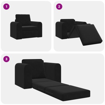 vidaXL Καθίσμα Σαλονιού Κρεβάτι 2-in-1 Μαύρο 98x71x83cm Βελούδο
