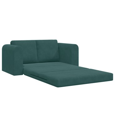vidaXL Καναπές-Κρεβάτι 2-σε-1 Σκούρος Πράσινος 148x71x83cm Σατέν 1 τεμ. Γωνιακός