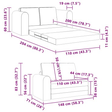 vidaXL Καναπές Κρεβάτι 2 σε 1 Μαύρος 148x71x83cm Βελούδο 1 τεμ. Γωνιακός