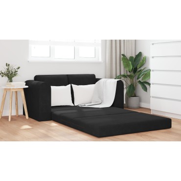 vidaXL Καναπές Κρεβάτι 2 σε 1 Μαύρος 148x71x83cm Βελούδο 1 τεμ. Γωνιακός