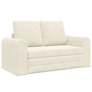 vidaXL Καναπές Κρεβάτι 2 σε 1 Κρεμ 148x71x83cm Βελούδο 1 τεμ. Γωνιακός