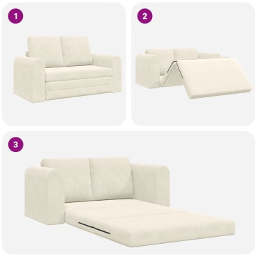 vidaXL Καναπές Κρεβάτι 2 σε 1 Κρεμ 148x71x83cm Βελούδο 1 τεμ. Γωνιακός